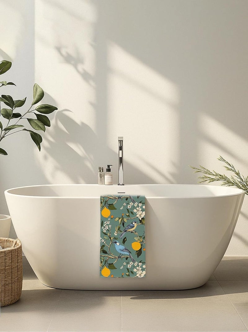 BitKan Hummingbird Spring Hand Towels for Bathroom, Sage Green Lemon Dish Tea Towels for Kitchen, Retro Cottagecore Botanical Floral Bathroom Hand Towels, Vintage French Flower Decorative Kitchen Towels - Image 3